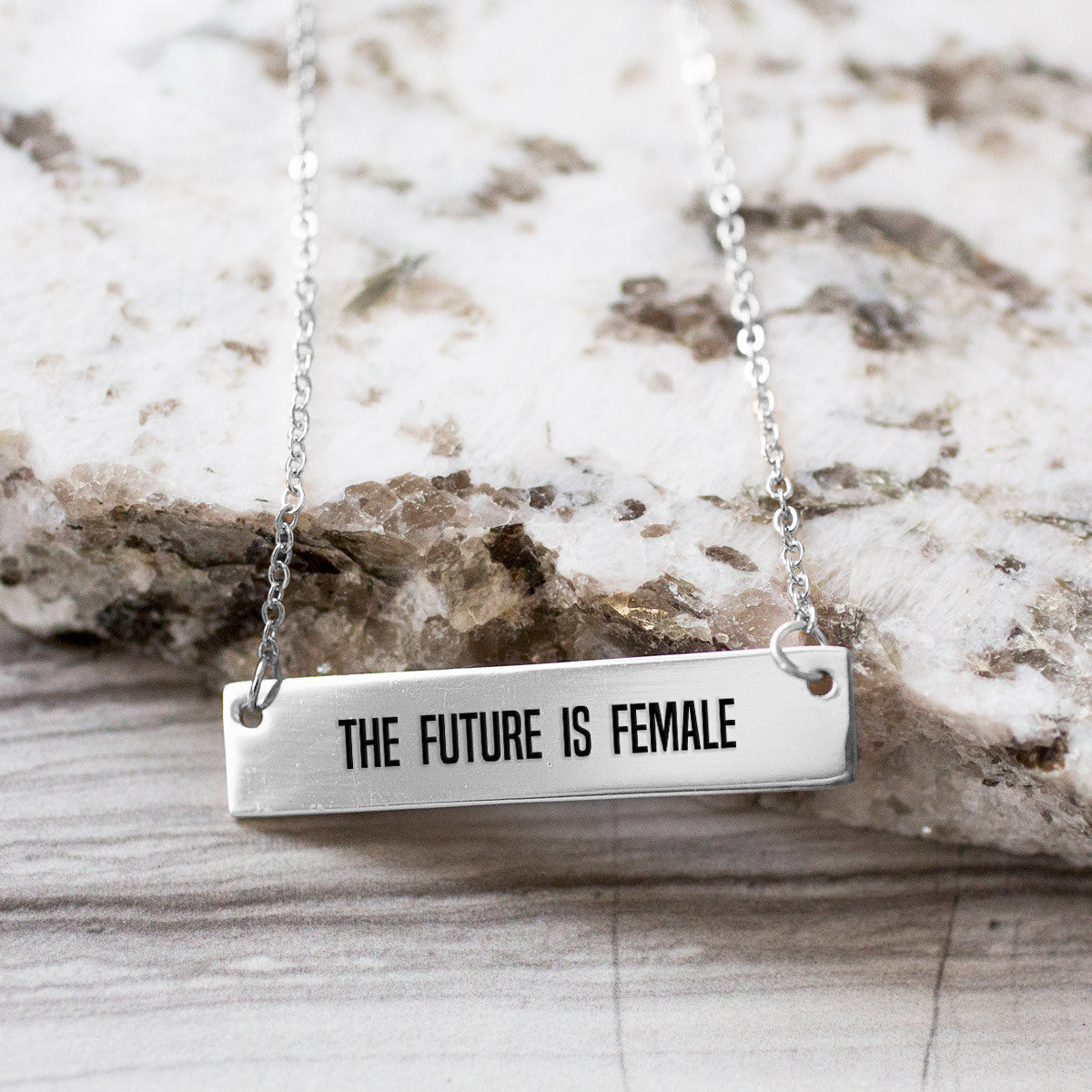 The Future is Female Gold / Silver Bar Necklace - pipercleo.com