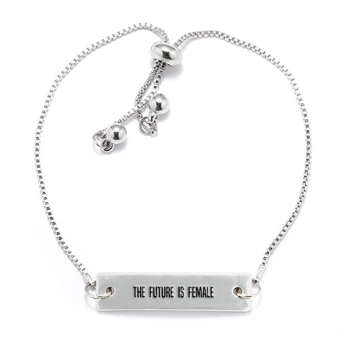 The Future is Female Silver Bar Adjustable Bracelet - pipercleo.com