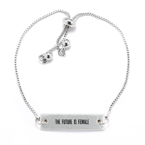 The Future is Female Silver Bar Adjustable Bracelet