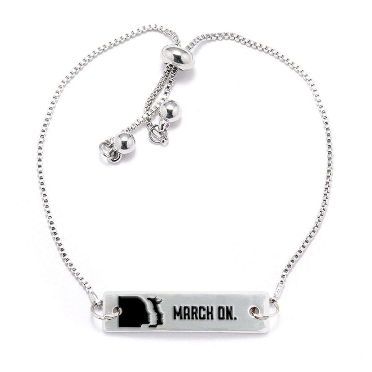 March On Silver Bar Adjustable Bracelet - pipercleo.com