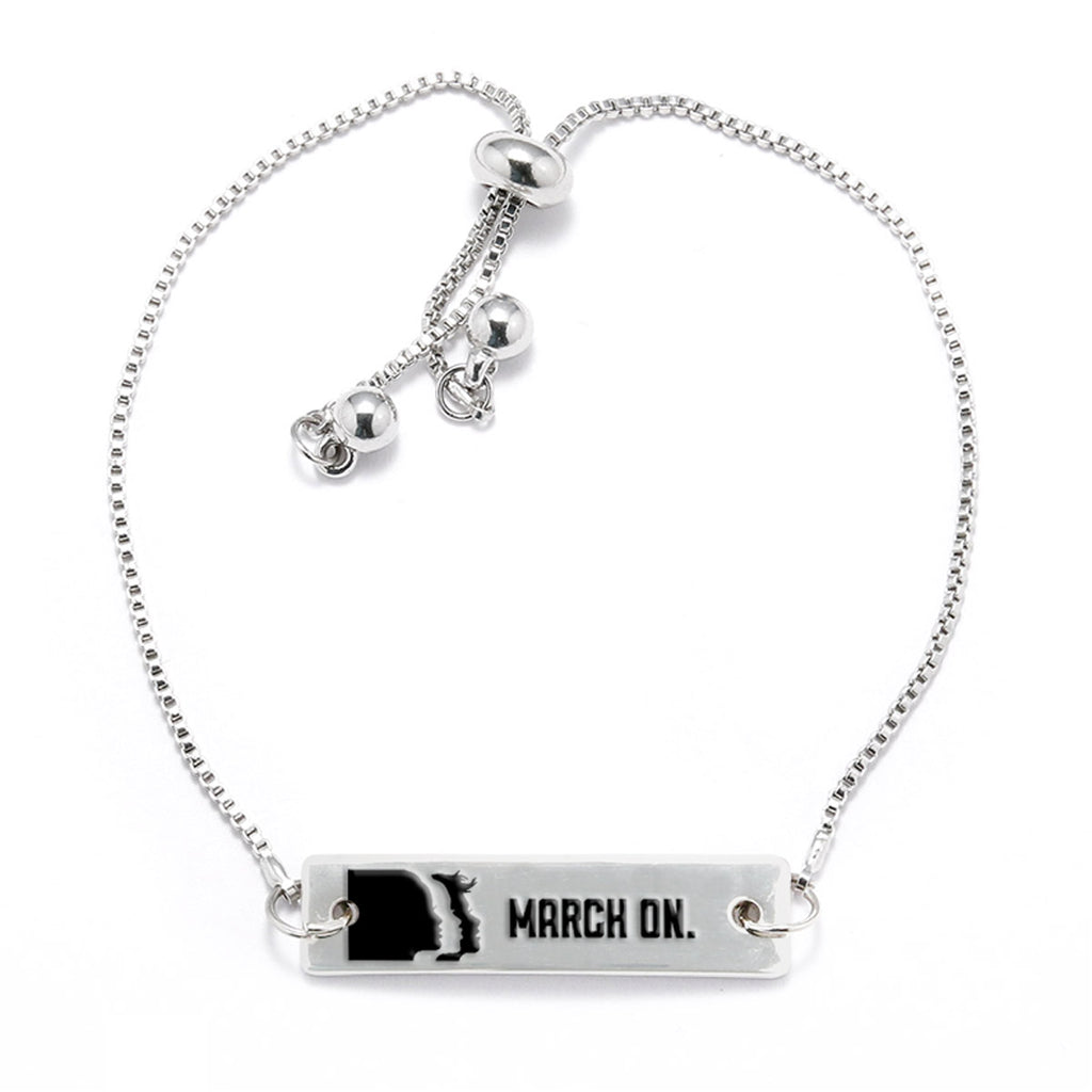 March On Silver Bar Adjustable Bracelet - pipercleo.com