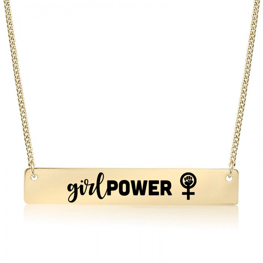 Girl Power Gold / Silver Bar Necklace - pipercleo.com