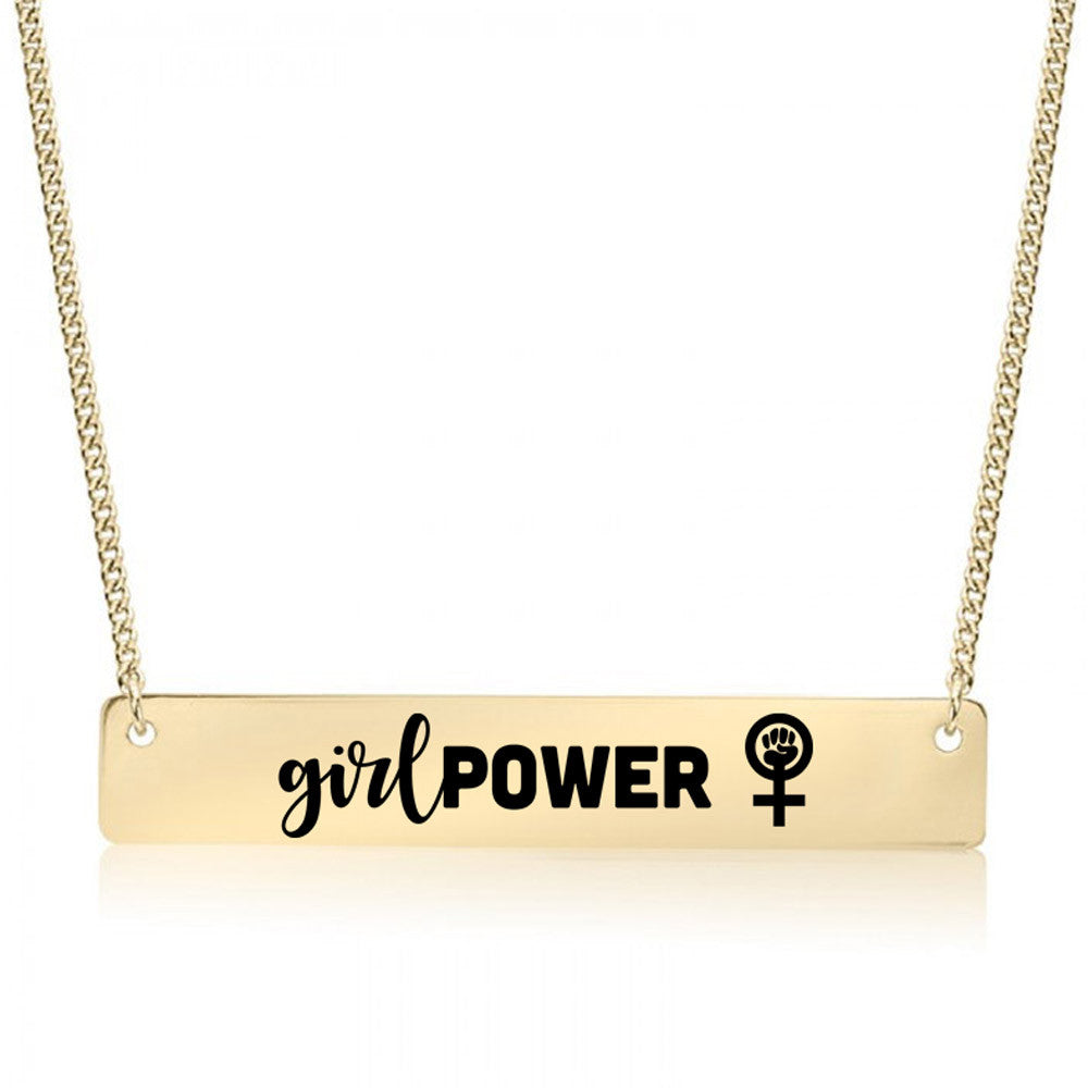 Girl Power Gold / Silver Bar Necklace - pipercleo.com