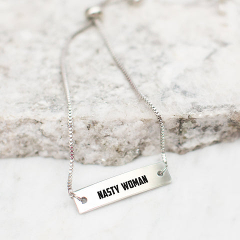 Nasty Woman Silver Bar Adjustable Bracelet - pipercleo.com