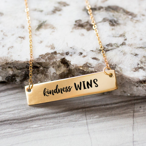 Kindness Wins Gold / Silver Bar Necklace - pipercleo.com