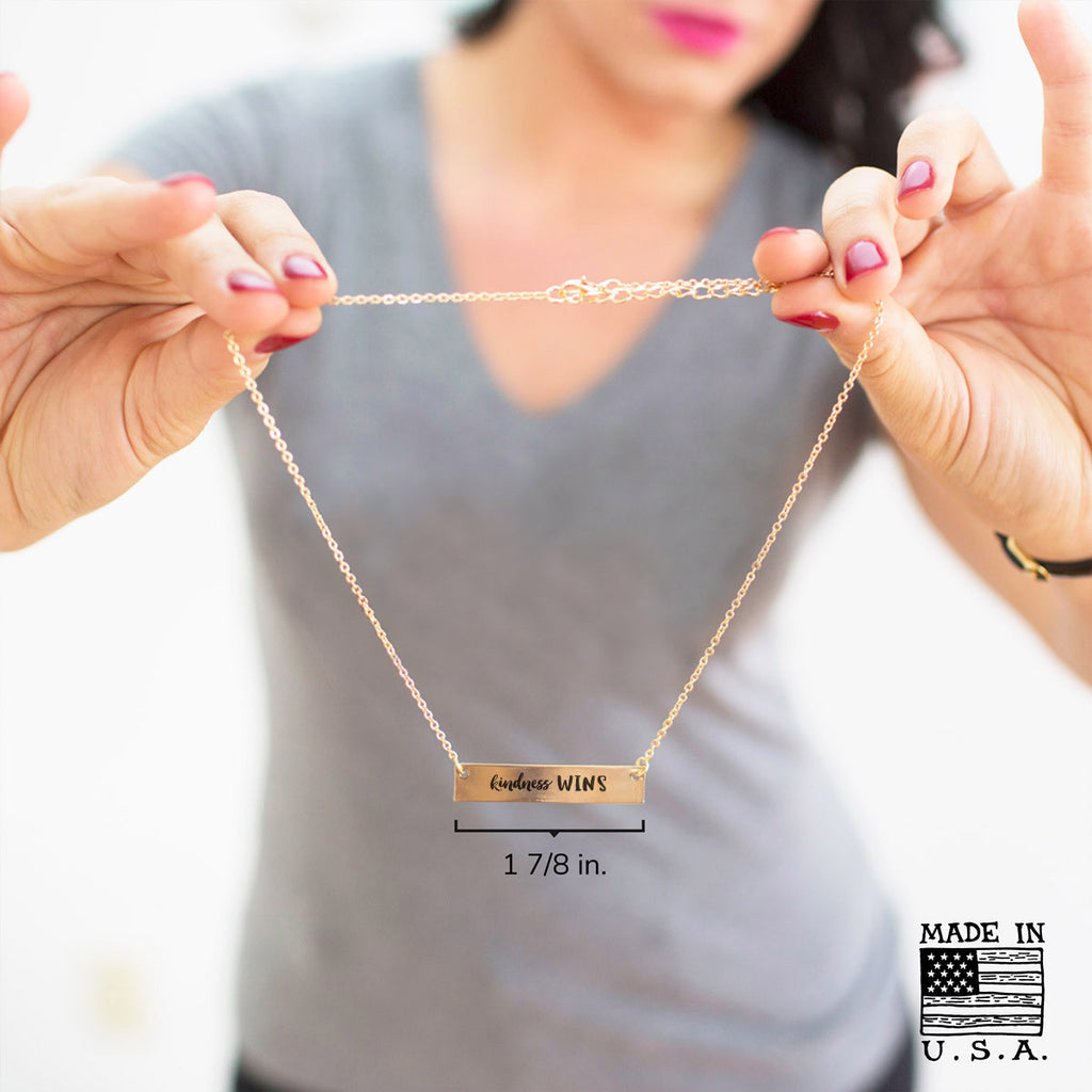Kindness Wins Gold / Silver Bar Necklace - pipercleo.com