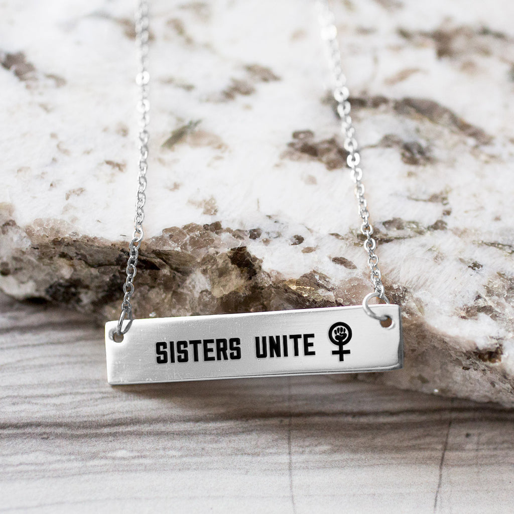 Sisters Unite Gold / Silver Bar Necklace - pipercleo.com