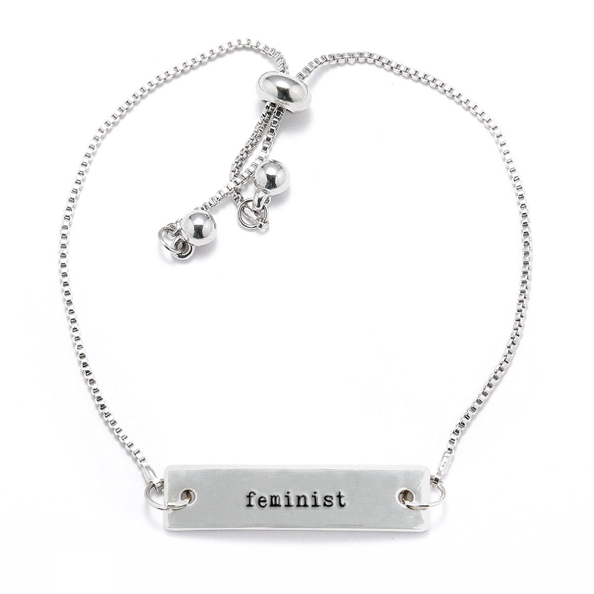 Feminist Silver Bar Adjustable Bracelet - pipercleo.com