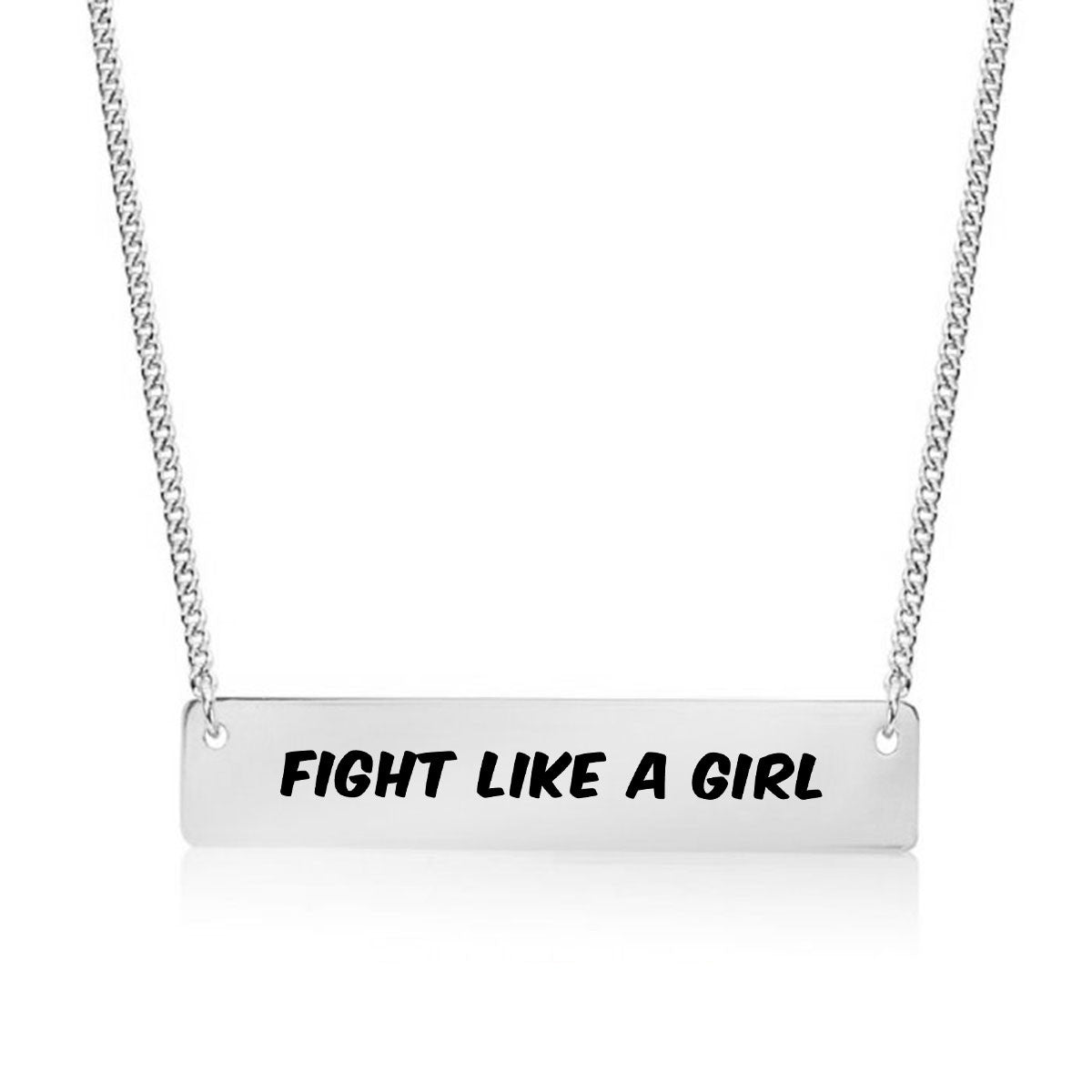 Fight Like a Girl / Silver Bar Gold Necklace - pipercleo.com