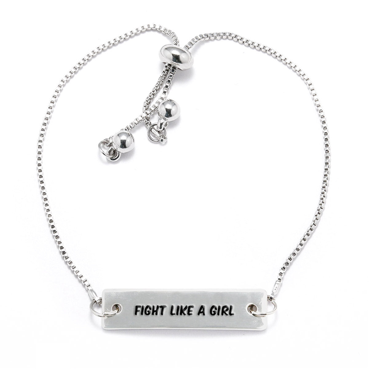 Fight like a Girl Silver Bar Adjustable Bracelet - pipercleo.com