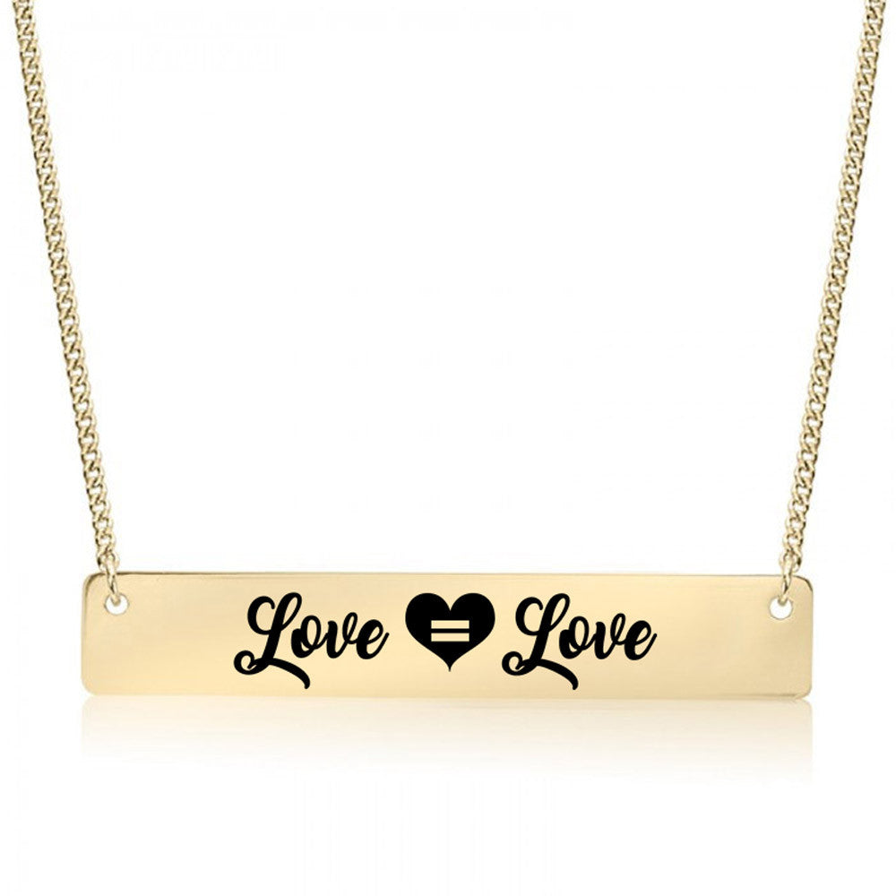 Love is Love Gold / Silver Bar Necklace - pipercleo.com