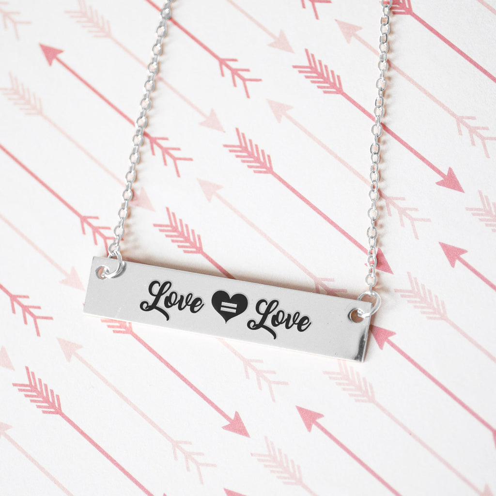 Love is Love Gold / Silver Bar Necklace - pipercleo.com