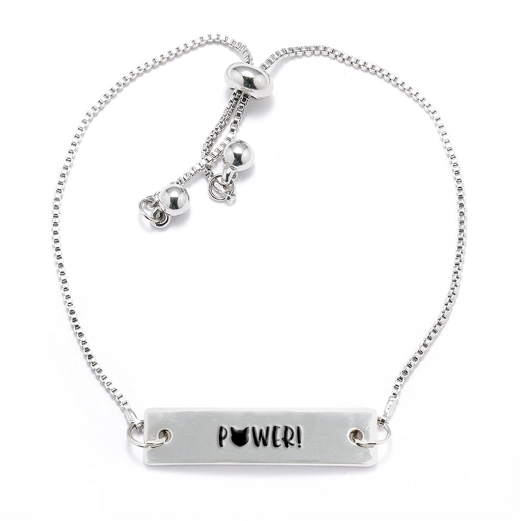 P*ssy Power! Silver Bar Adjustable Bracelet - pipercleo.com