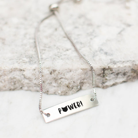 P*ssy Power! Silver Bar Adjustable Bracelet - pipercleo.com