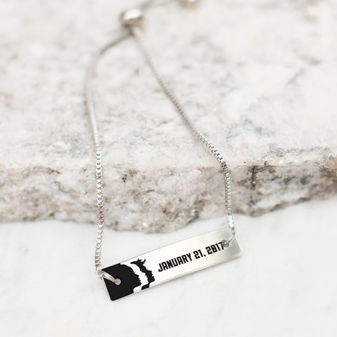 Women's March - 1.21.17 Silver Bar Adjustable Bracelet - pipercleo.com
