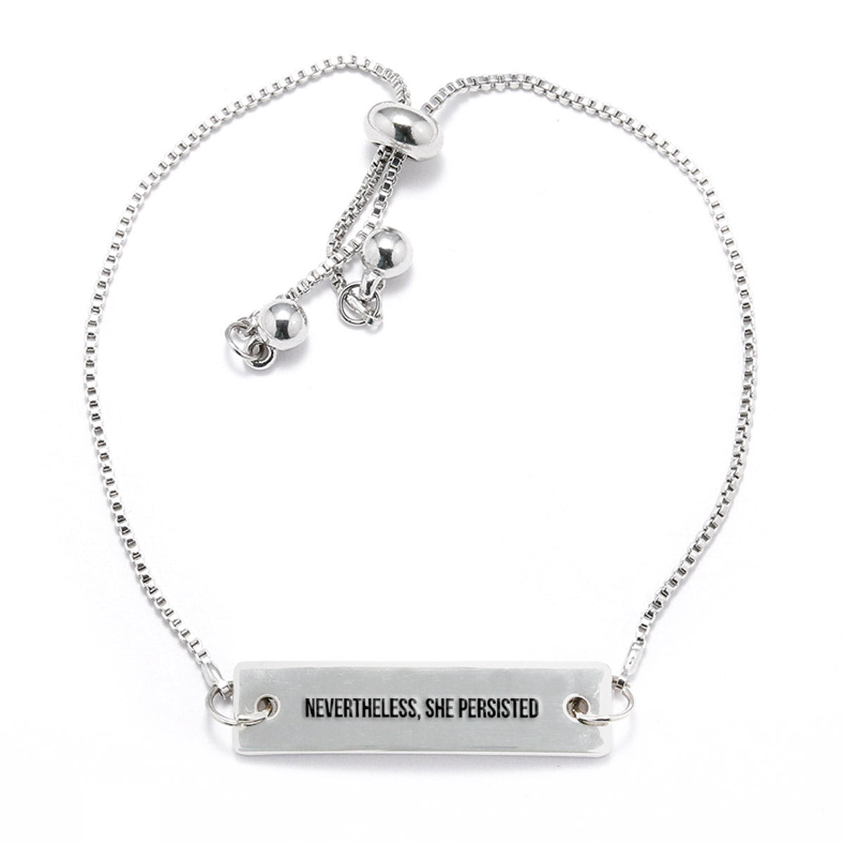 Nevertheless, She Persisted Silver Bar Adjustable Bracelet - pipercleo.com