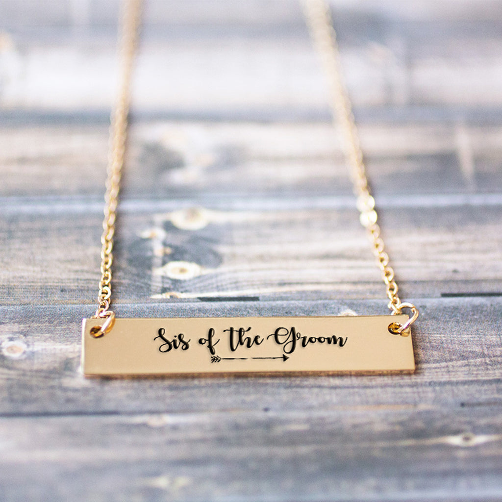 Sis of the Groom Gold / Silver Bar Necklace - pipercleo.com
