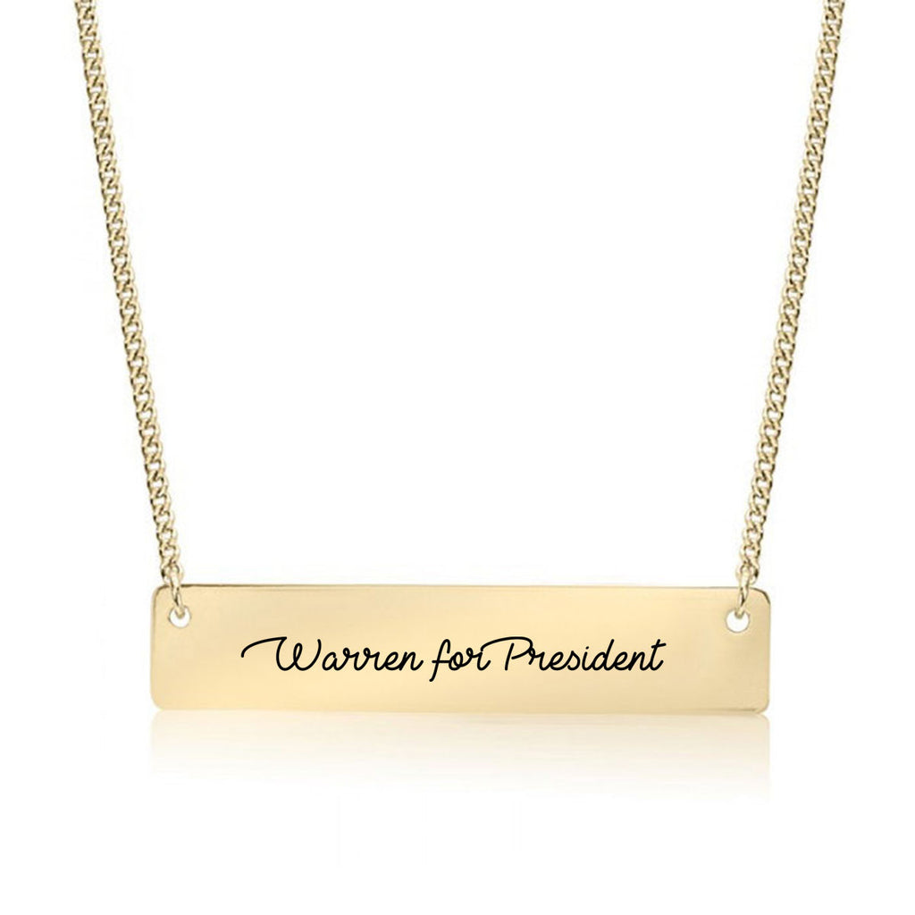 Elizabeth Warren for President 2020 Gold / Silver Bar Necklace - pipercleo.com