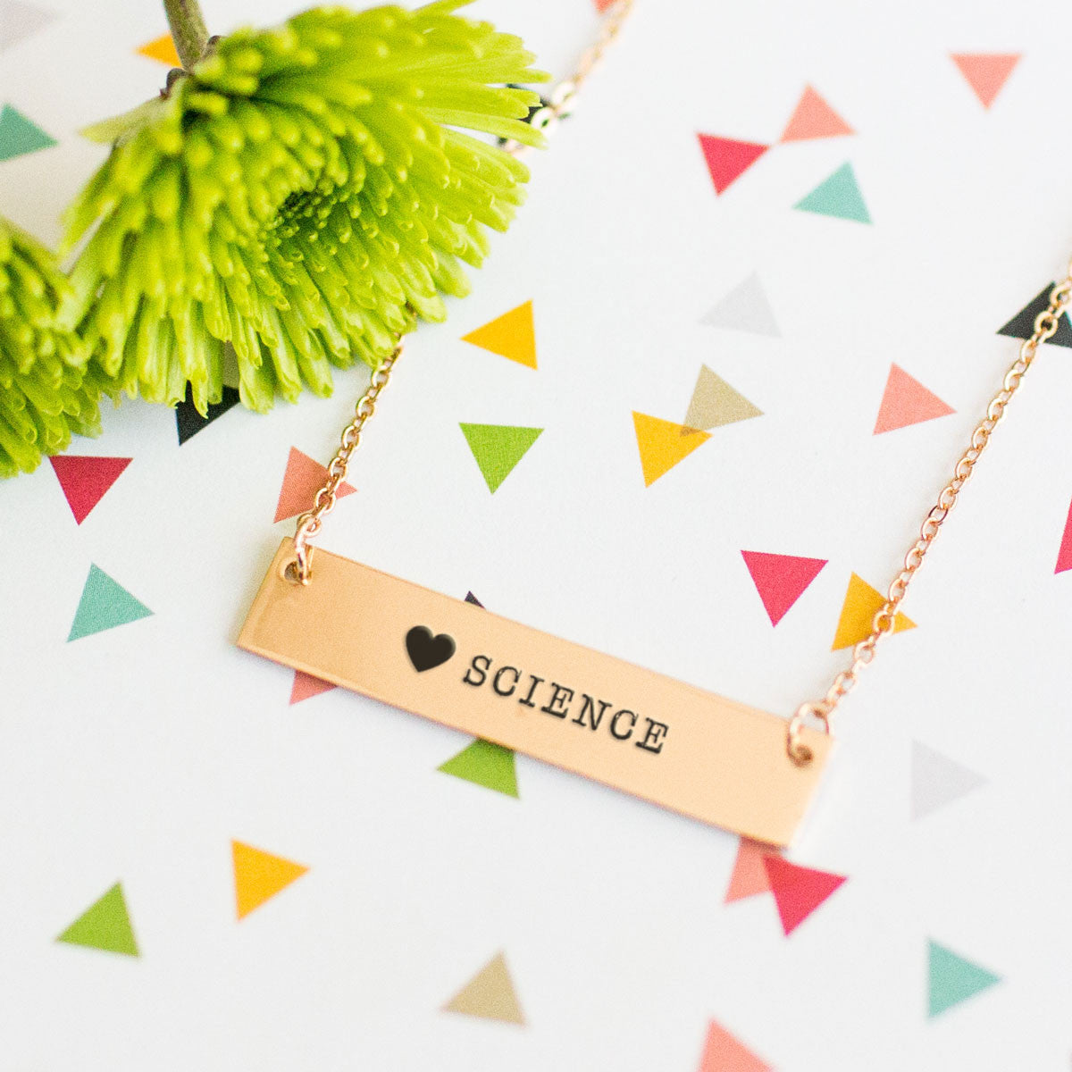 I Love Science Gold / Silver Bar Necklace - pipercleo.com