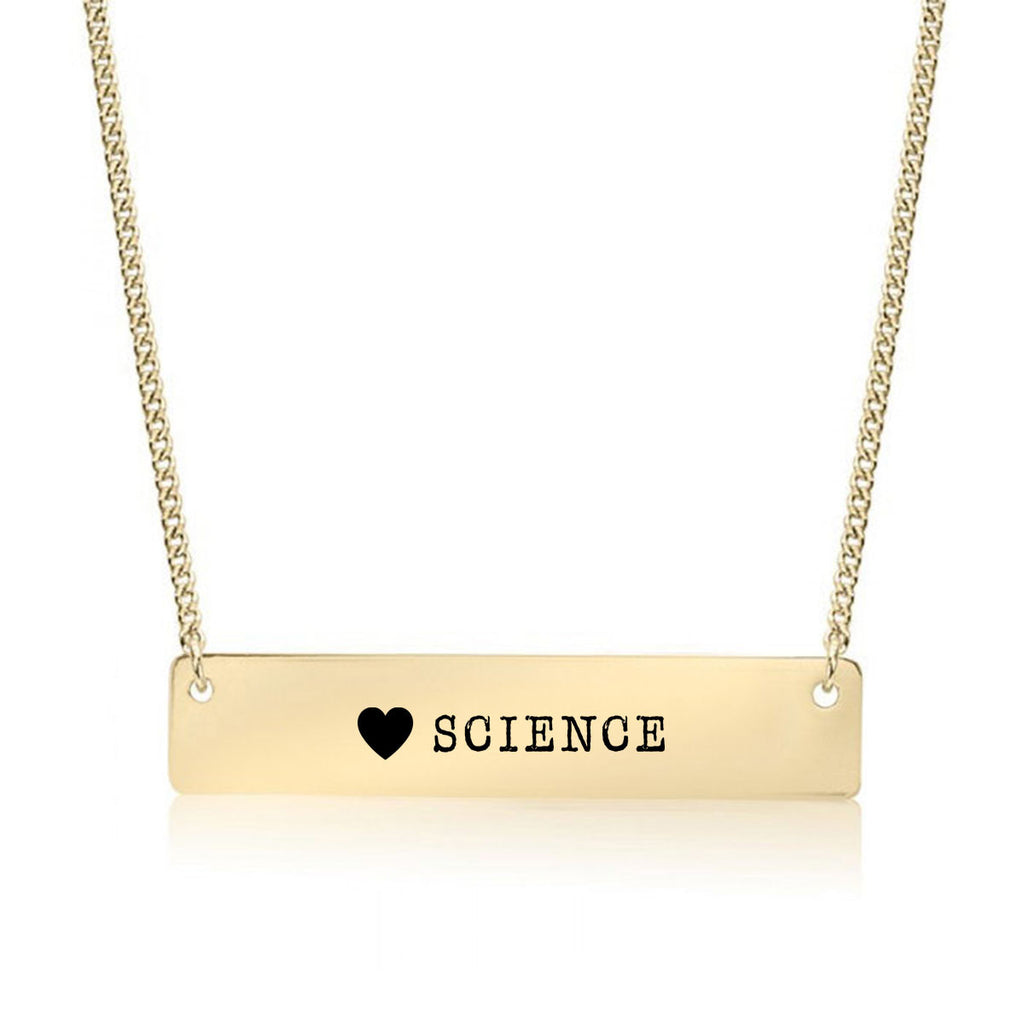 I Love Science Gold / Silver Bar Necklace - pipercleo.com