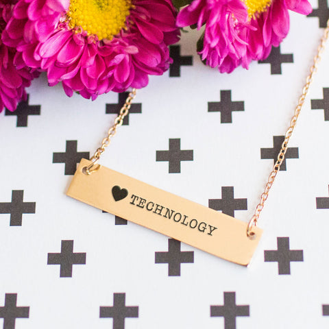 I Love Technology Gold / Silver Bar Necklace - pipercleo.com