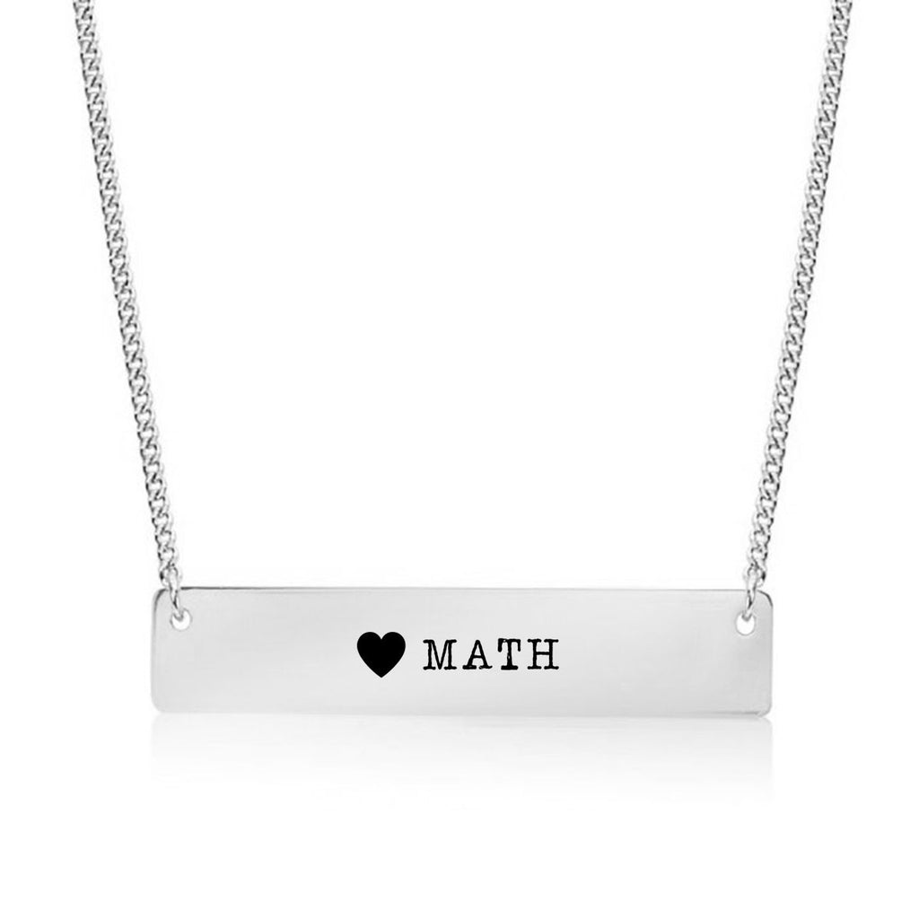 I Love Math Gold / Silver Bar Necklace - pipercleo.com