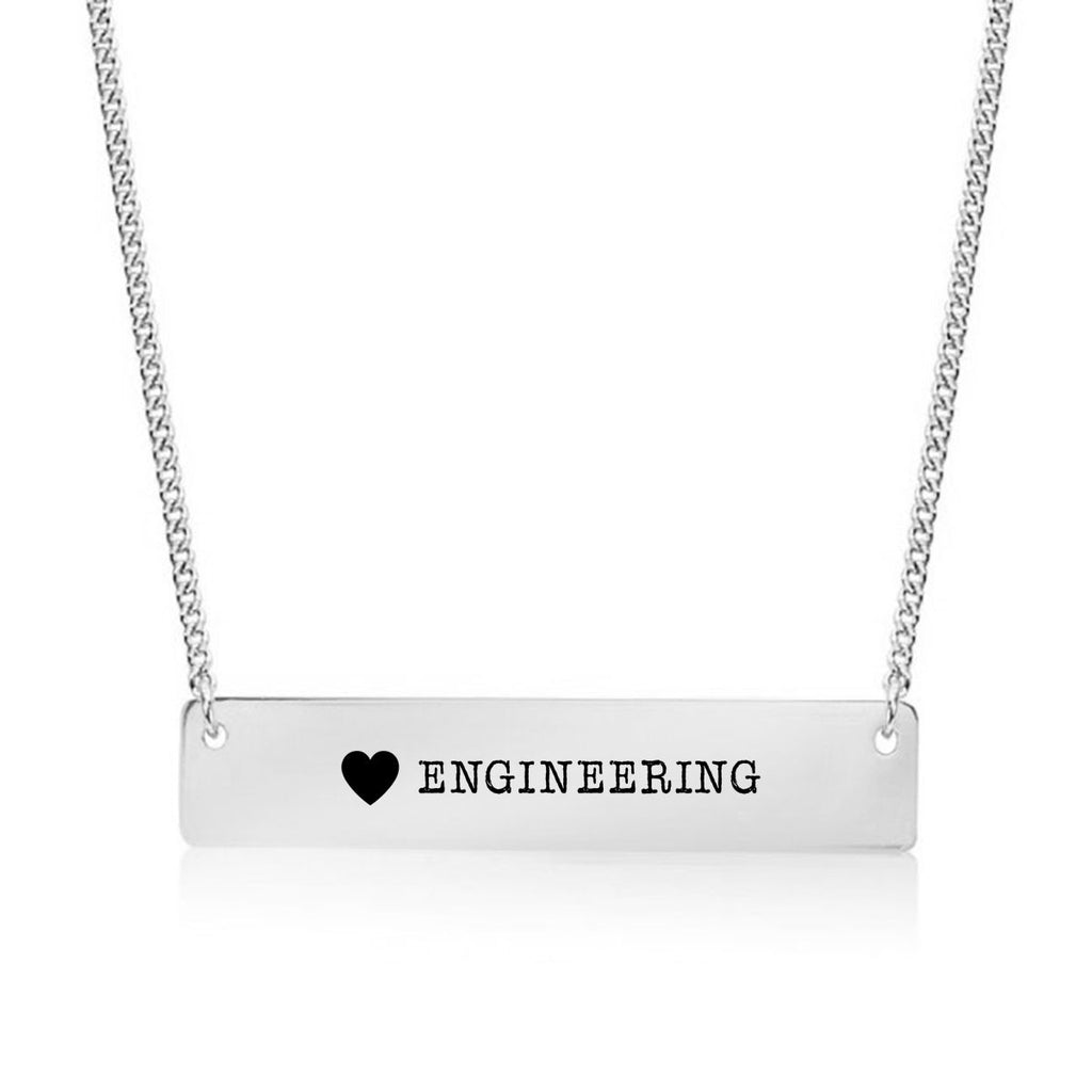 I Love Engineering Gold / Silver Bar Necklace - pipercleo.com
