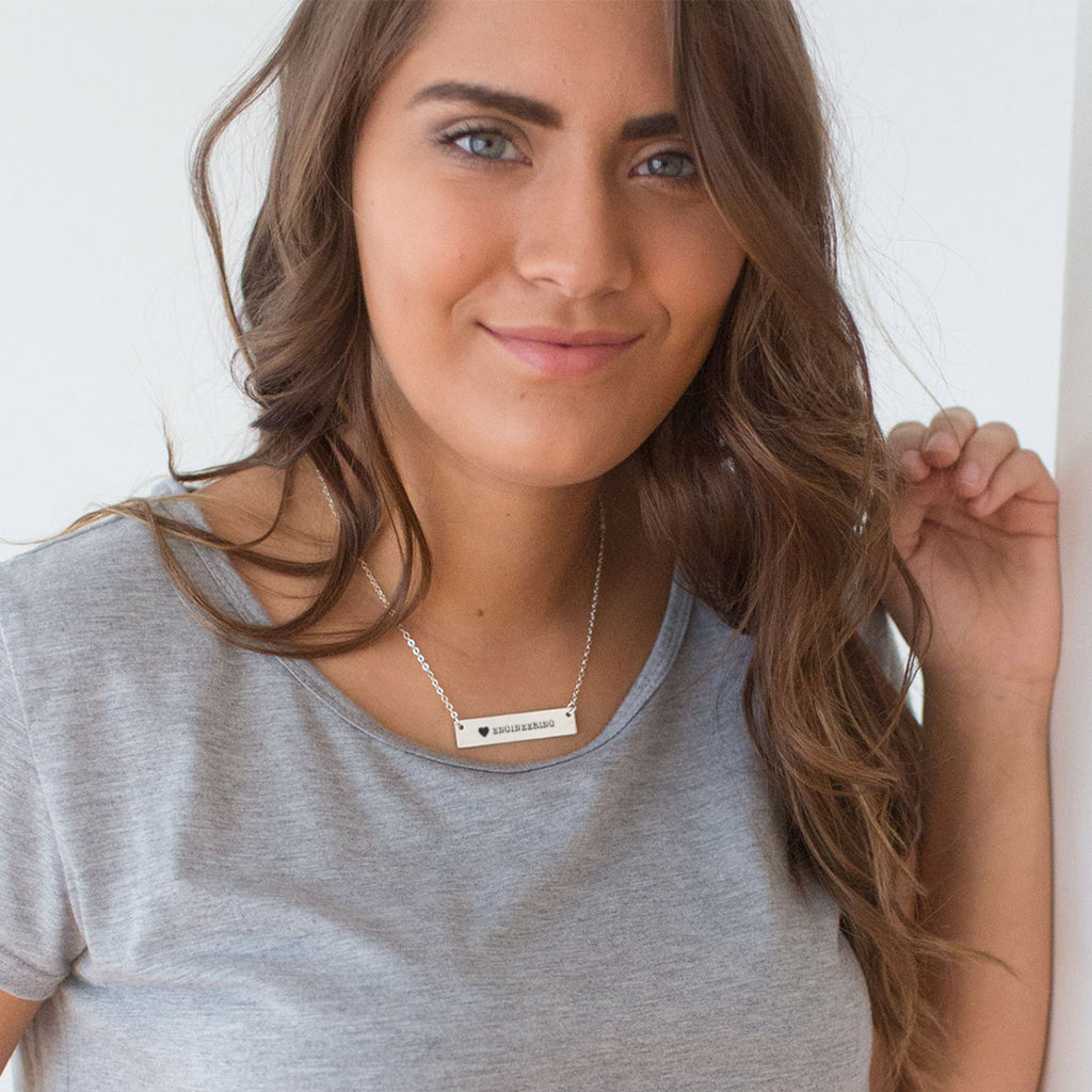 I Love Engineering Gold / Silver Bar Necklace - pipercleo.com