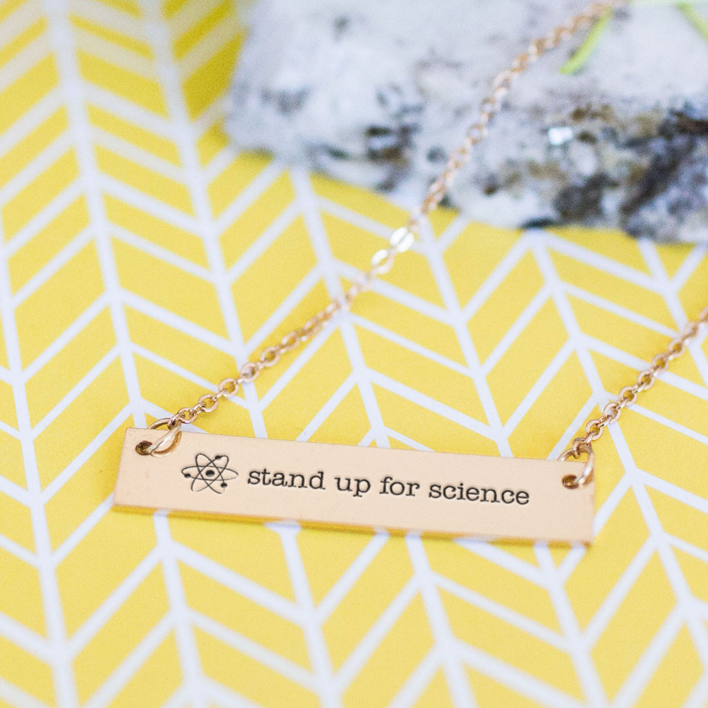 Stand Up for Science Gold / Silver Bar Necklace - pipercleo.com