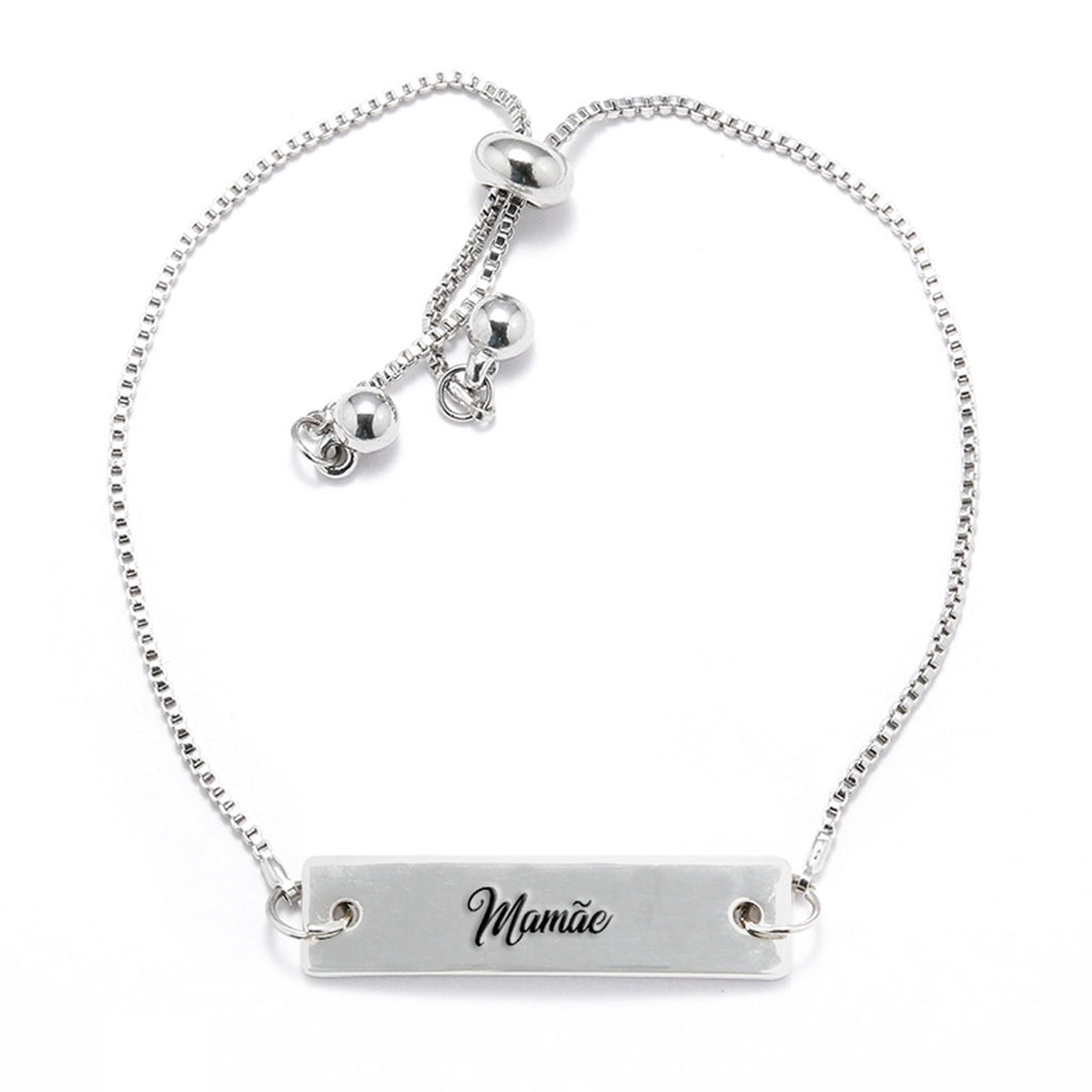 Mamãe Silver Bar Adjustable Bracelet - pipercleo.com