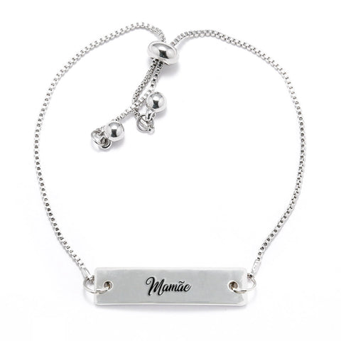 Mamãe Silver Bar Adjustable Bracelet