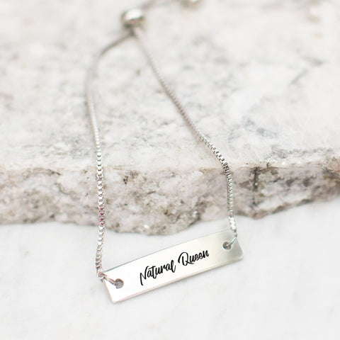 Natural Queen Silver Bar Adjustable Bracelet - pipercleo.com