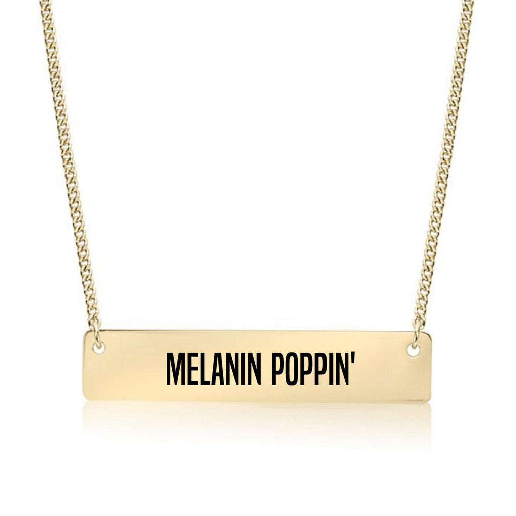 Melanin Poppin Gold / Silver Bar Necklace - pipercleo.com