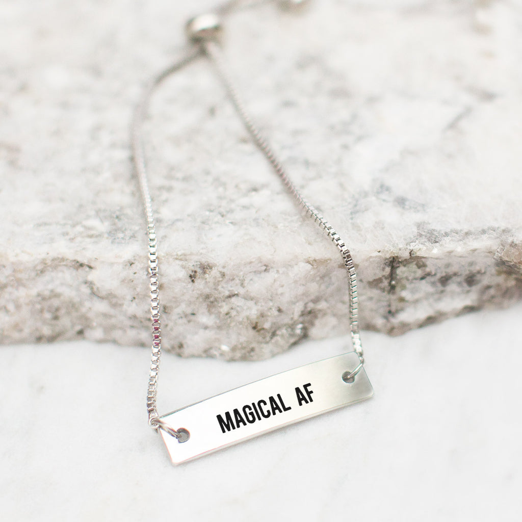 Magical AF Silver Bar Adjustable Bracelet - pipercleo.com