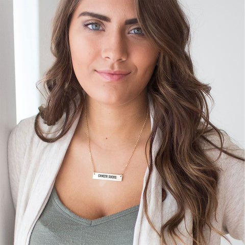 Cancer Sucks Gold / Silver Bar Necklace