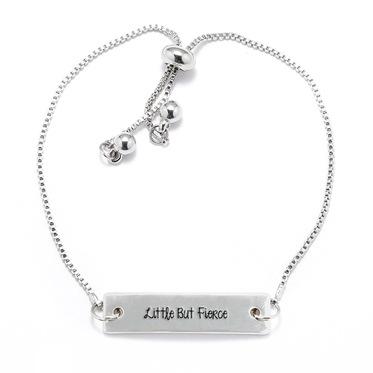 Little But Fierce Silver Bar Adjustable Bracelet - pipercleo.com