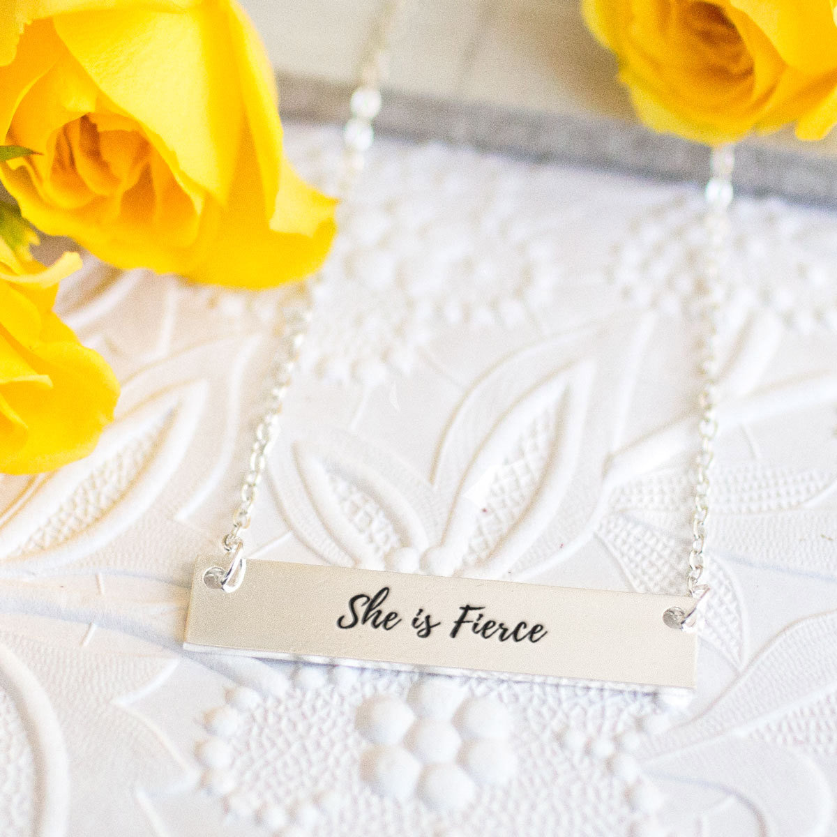 She is Fierce Gold / Silver Bar Necklace - pipercleo.com