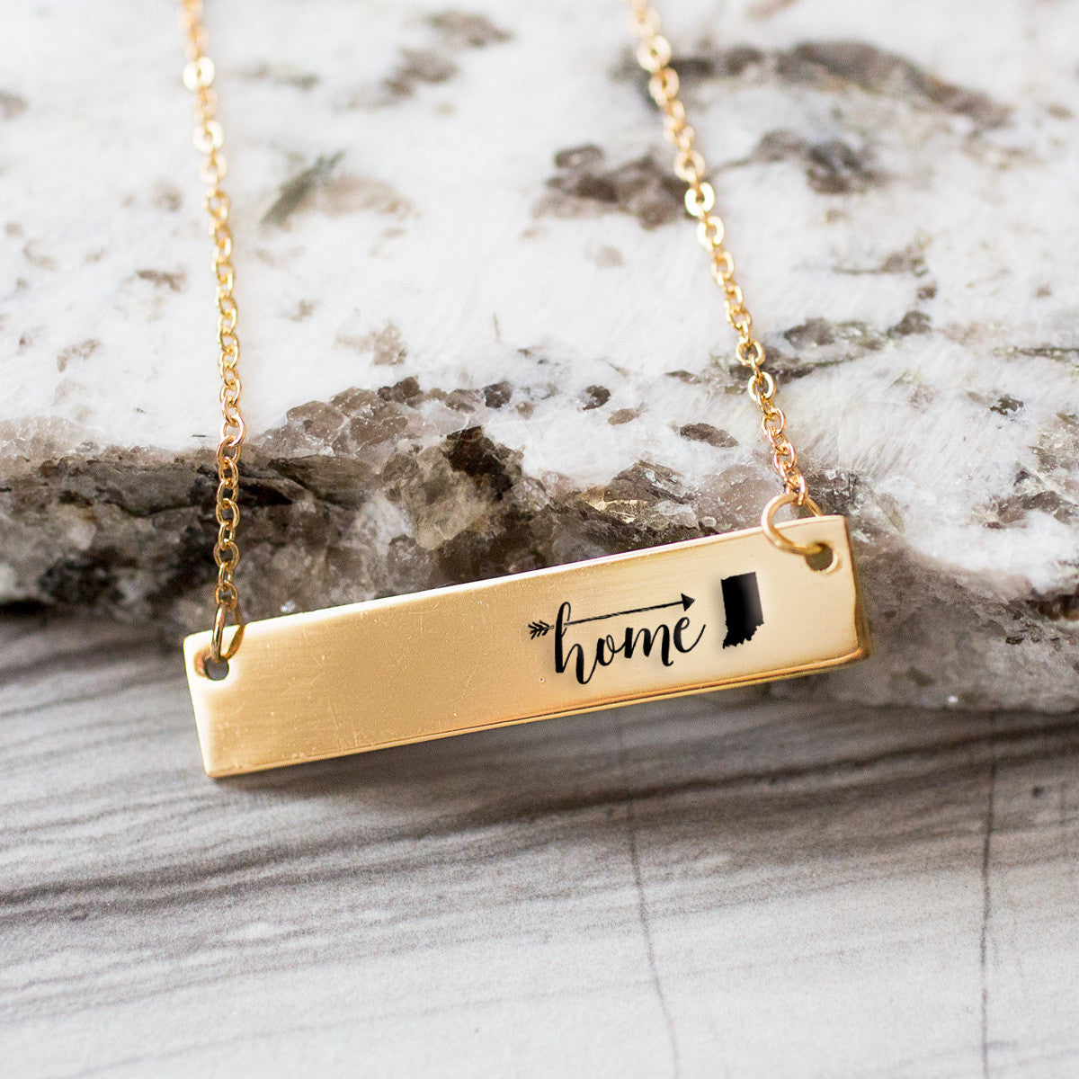 Home is Indiana Gold / Silver Bar Necklace - pipercleo.com
