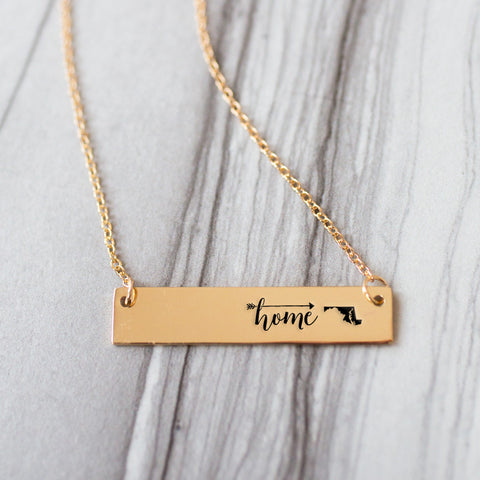 Home is Maryland Gold / Silver Bar Necklace - pipercleo.com