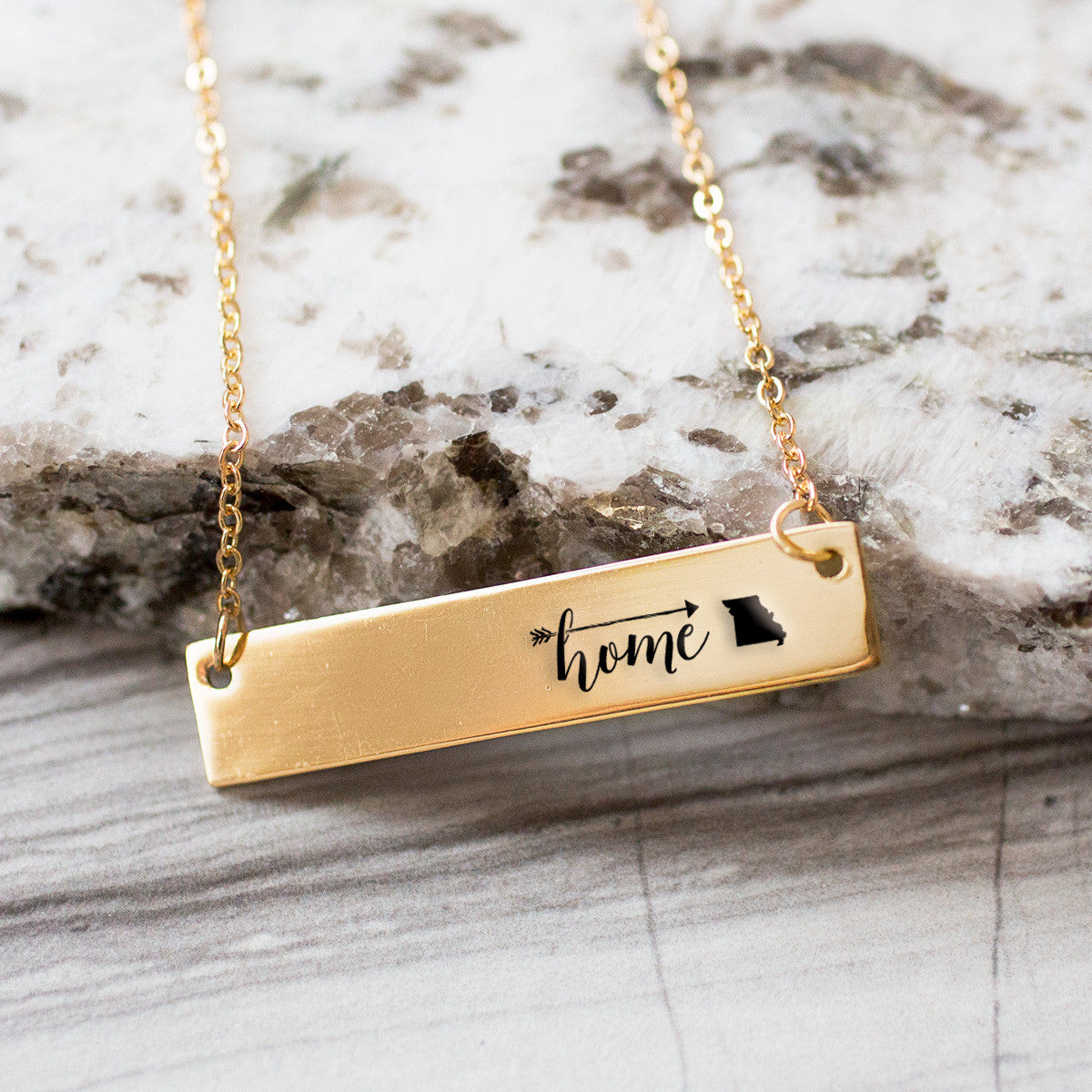 Home is Missouri Gold / Silver Bar Necklace - pipercleo.com