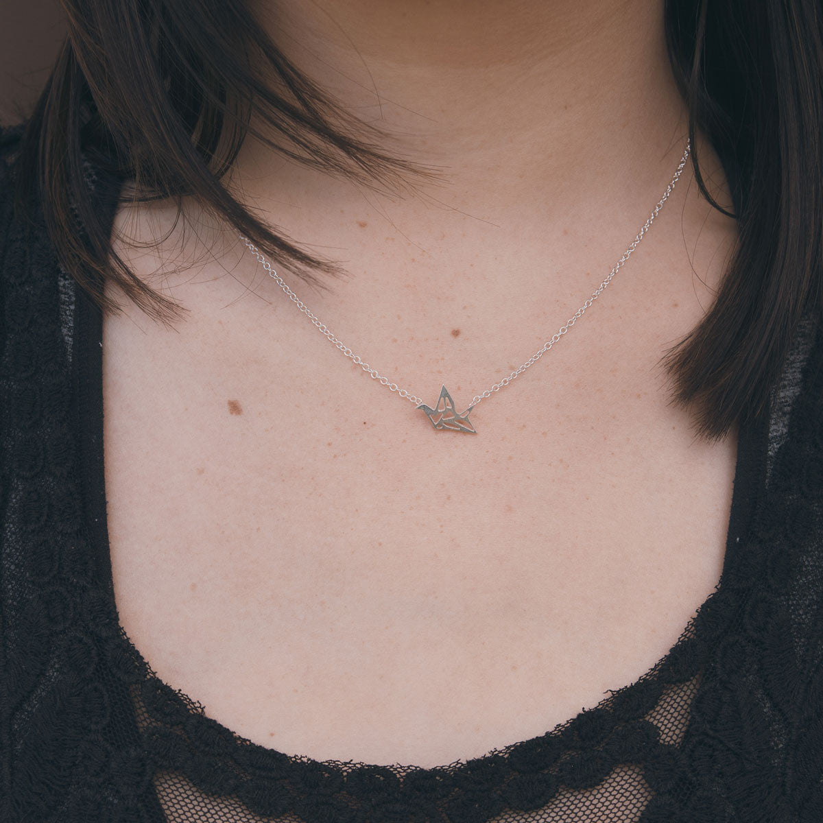 Origami Crane Silver Necklace - pipercleo.com