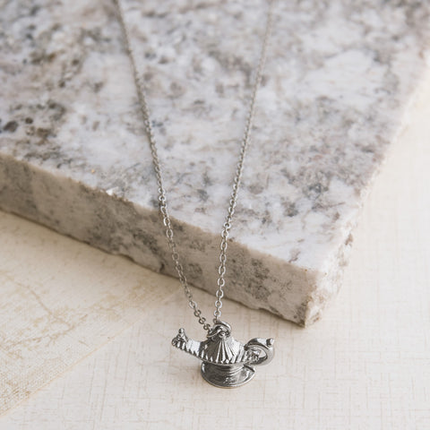 Wishes for My Genie Silver Necklace - pipercleo.com
