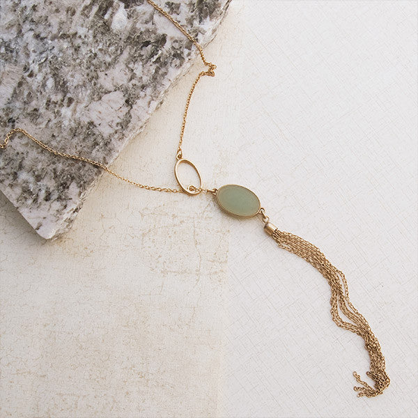 Seafoam Lariat Gold Necklace - pipercleo.com