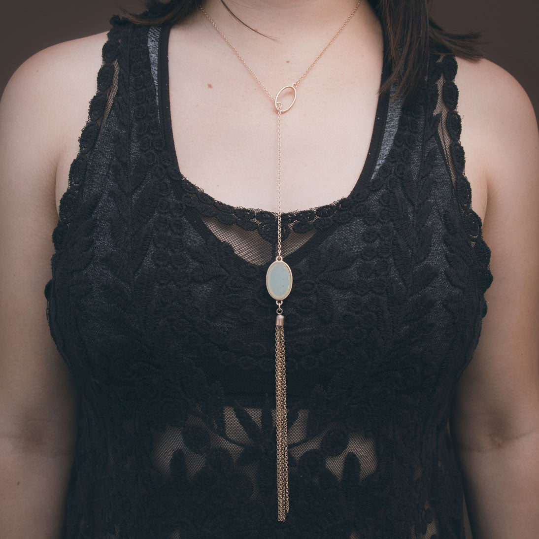 Seafoam Lariat Gold Necklace - pipercleo.com