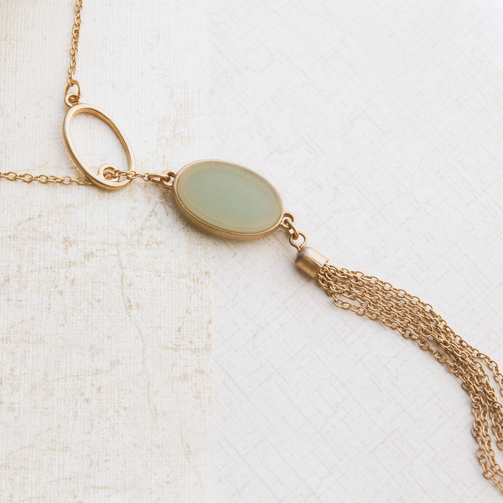 Seafoam Lariat Gold Necklace - pipercleo.com