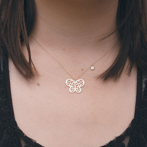 Yellow Butterfly Gold Necklace