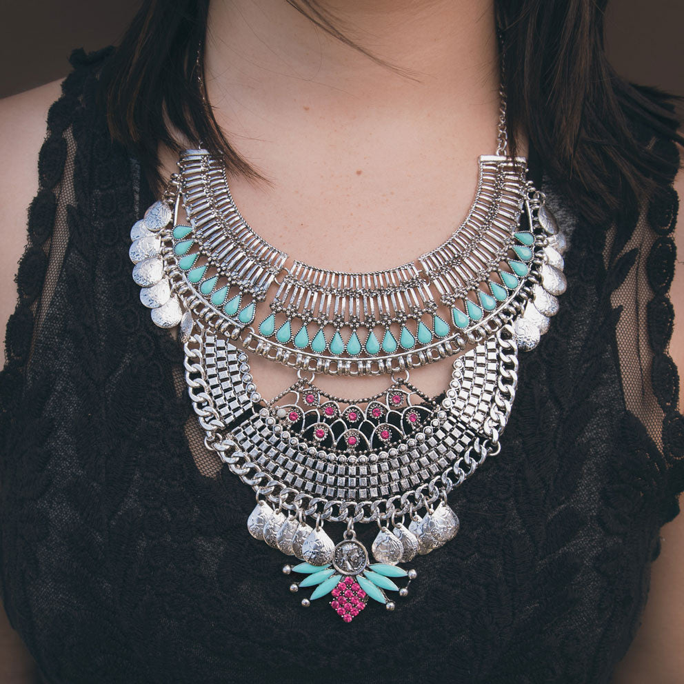 Aztec Warrior Silver Necklace - pipercleo.com