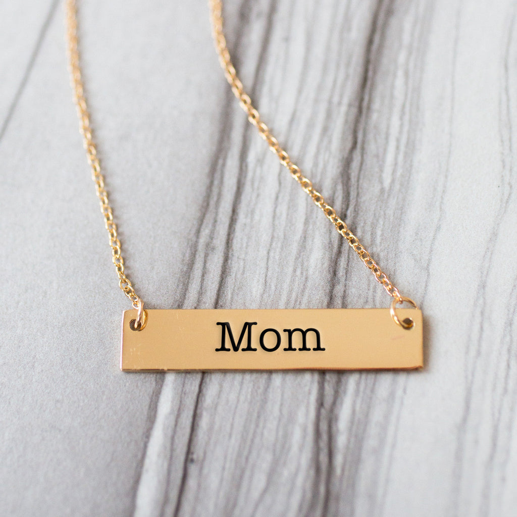 Mom Gold / Silver Bar Necklace - pipercleo.com