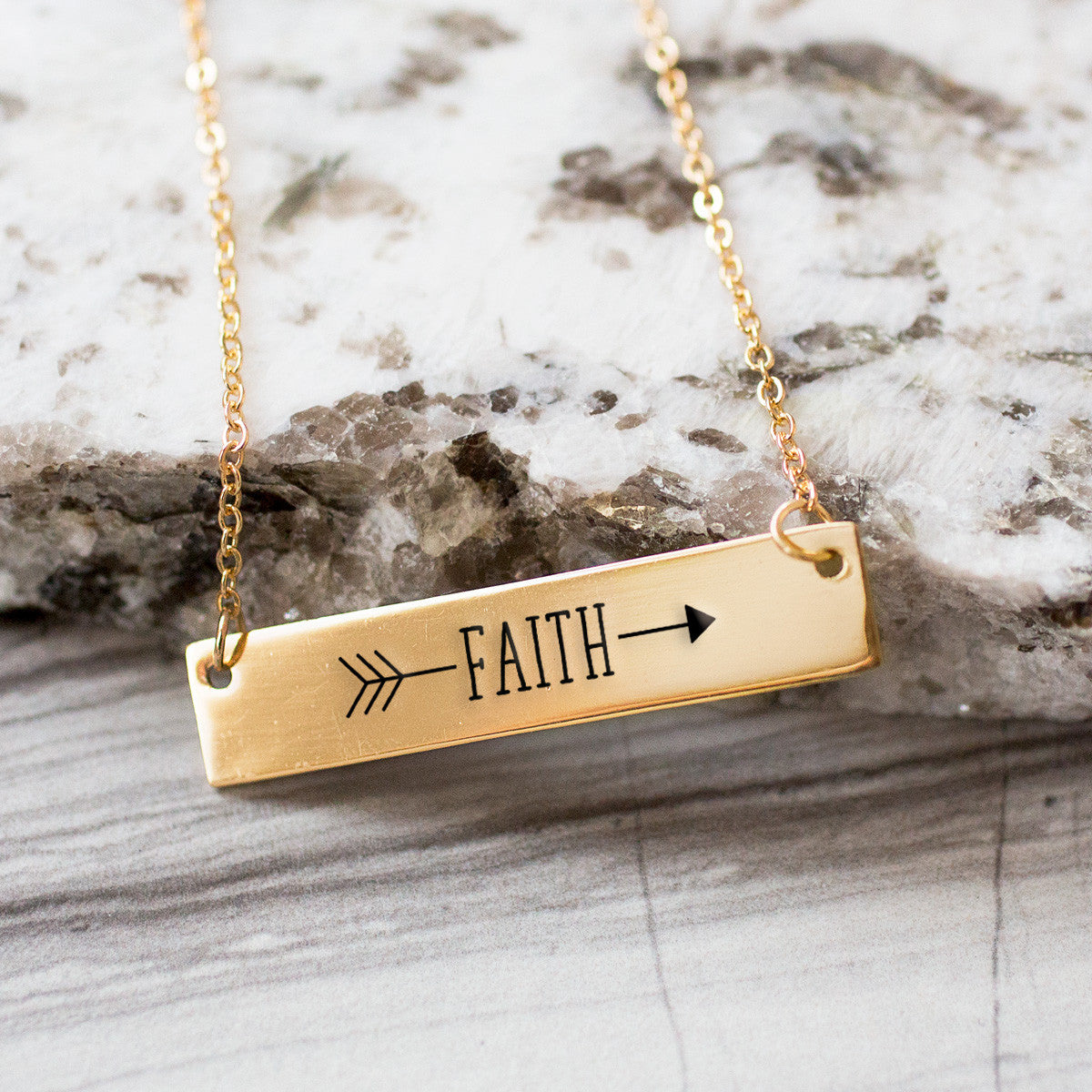 Faith Arrow Gold / Silver Bar Necklace - pipercleo.com