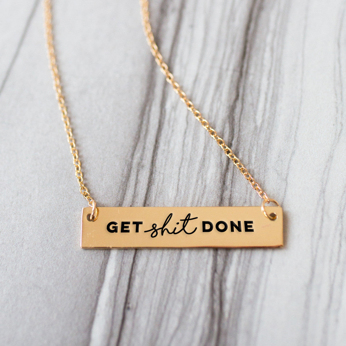 Get Shit Done Goal Setting Gold / Silver Bar Necklace - pipercleo.com